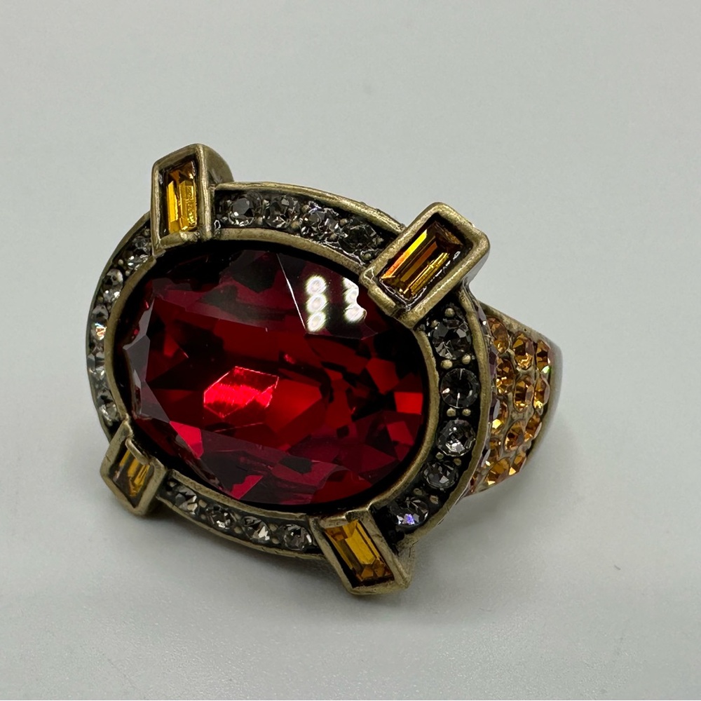 Heidi Daus Red Crystal Cocktail Ring Size 10 NWT - Picture 2 of 14